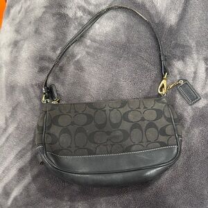 Coach Vintage Signature Demi Hampton shoulder bag black jacquard leather Y2K 90s